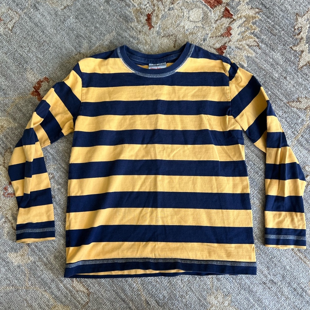 Hanna Andersson Yellow and Navy Striped Shirt